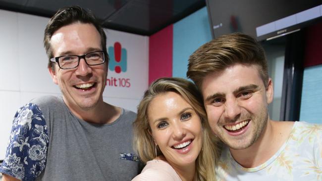 Stav Davidson, Abby Coleman and Matt Acton from hit105’s breakfast show. Picture: Jamie Hanson