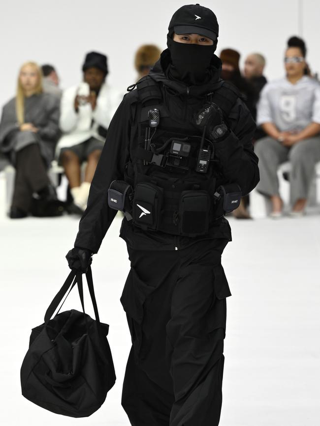 A model walks the runway wearing a design by Potirakis during the Next Gen presented by DHL show during Australian Fashion Week. Picture: Stefan Gosatti/Getty Images