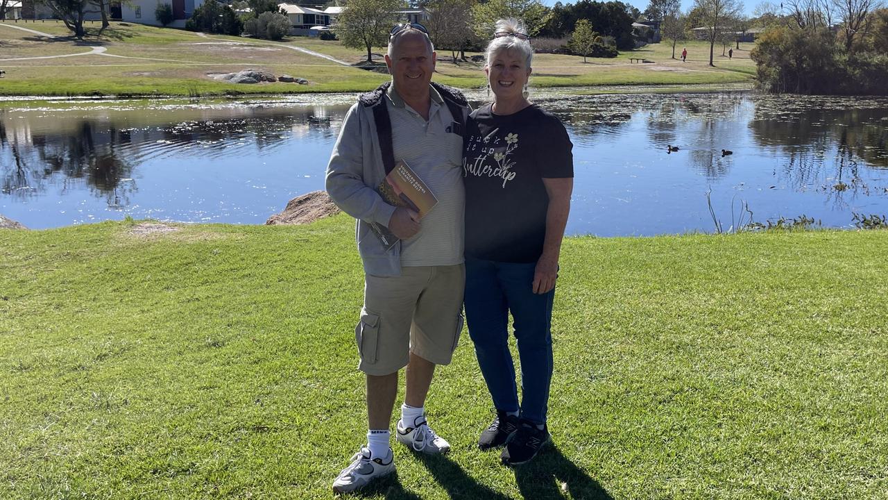 Mick and Gloria King saw pea-sized snow fall in Stanthorpe on Tuesday. Photo: Madison Mifsud-Ure / Stanthorpe Border Post