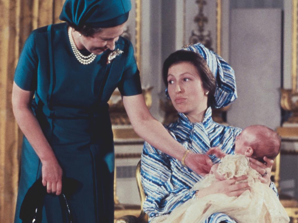 Queen Elizabeth with Princess Anne and Peter at his christening in 1977. Picture: Hulton Archive/Getty Images