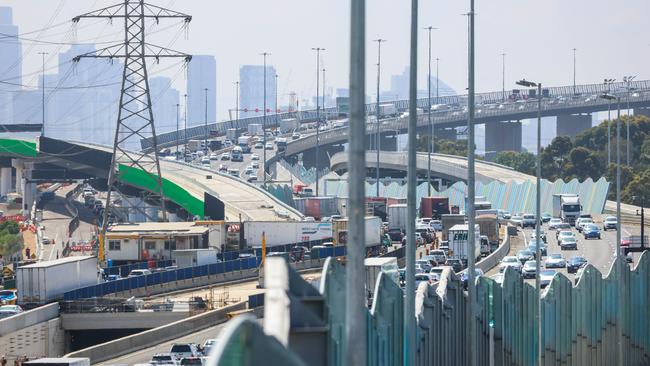 Labor will be hoping people in the city’s western suburbs so poorly served by public transport will at least get a clearer West Gate Bridge run. Picture: Brendan Beckett