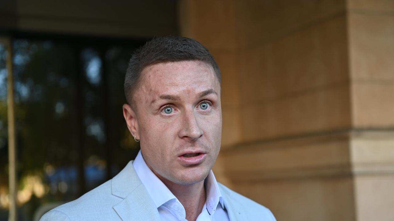 Former Bachelorette contestant Paddy Colliar outside court. Picture: Keryn Steven