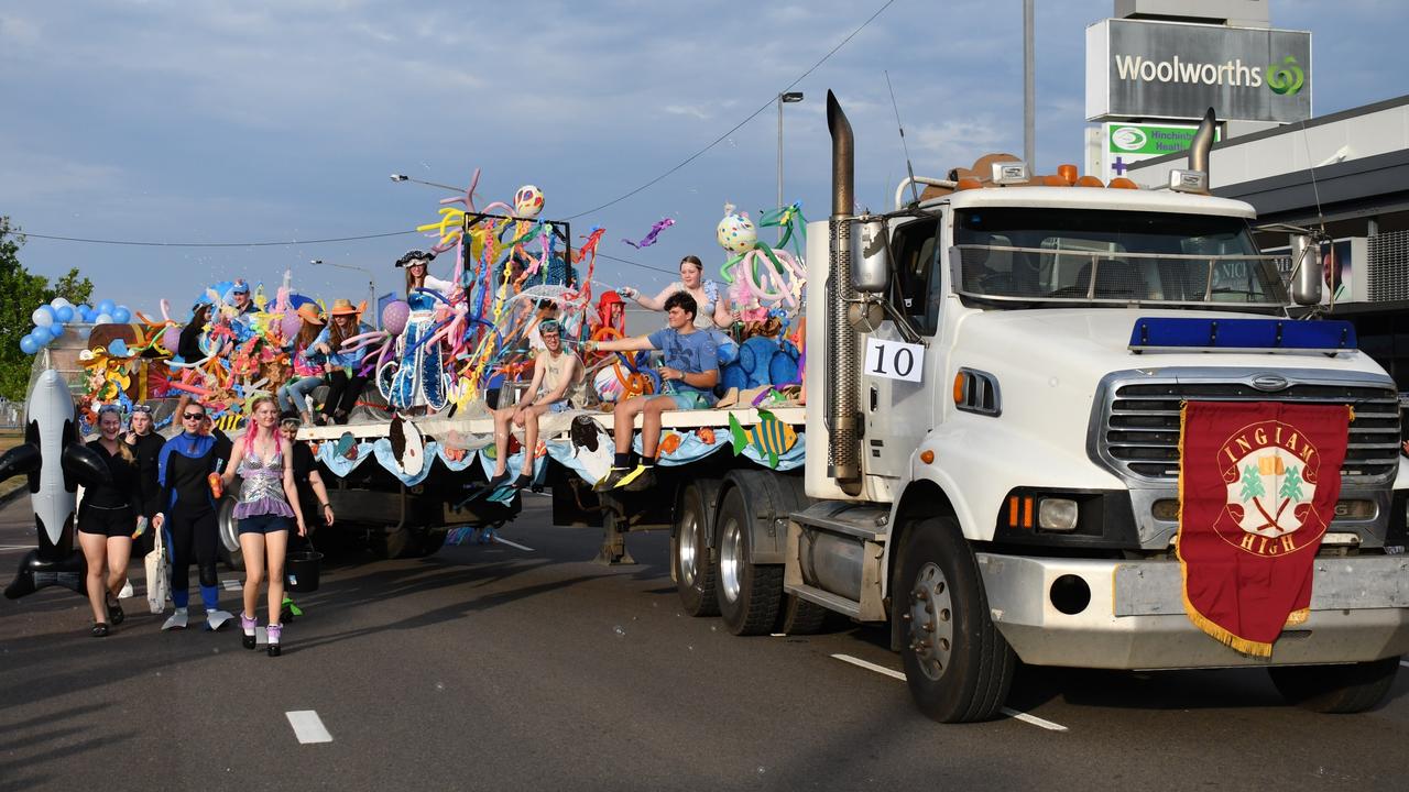 Ingham State High School. Photographs from the Maraka Festival Street Parade around the Ingham central business district on Saturday. In an ‘Under the Sea’-themed celebration of all things Hinchinbrook, school students, community organisations, emergency responders and contestants vying for the prized Queen and Princess titles paraded around Rotary Park in the centre of the town. Picture: Cameron Bates