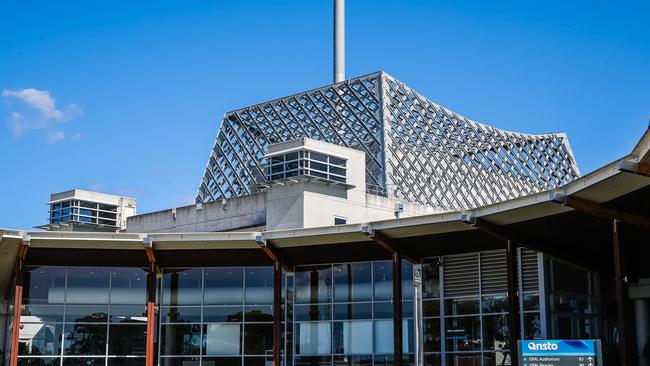 External view of the Opal Nuclear reactor and anti-aircraft protection measures above the reactor at ANSTO. Picture: Craig Greenhill