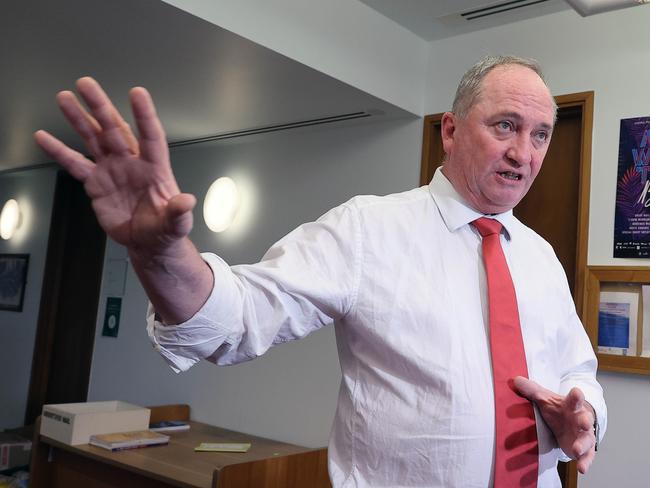 CANBERRA, AUSTRALIA - NewsWire Photos OCTOBER 28th 2021: Soon to be acting Prime Minister, Deputy PM Barnaby Joyce spoke to journalists at a press conference in Parliament House, Canberra.Picture: NCA Newswire / Gary Ramage