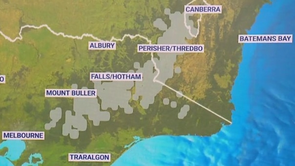 Snowfall is expected on Sunday and Monday, with possible blizzard conditions in the early hours of Monday. Picture: Sky Weather