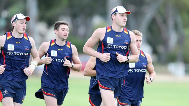 Luke Lowden pictured at Crows training during his two seasons with Adelaide. Picture: Sarah Reed.