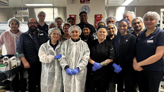 The Calvary Adelaide Hospital team (front, from left) Ricca, Amrit, Julie, Fatima and Gavneet; (second row, from left) Rashulal, Tony, Dauphine, Cheryl, Bee, Harmanpreet, Kashish, Oscar and (back row, from left) Brad, Jordan, Pratik, Carl, Sashi and Ivan. Picture: Supplied