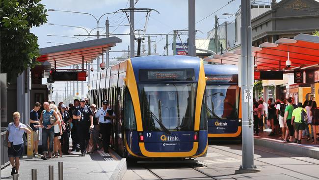 The light rail in Southport. Picture: Glenn Hampson