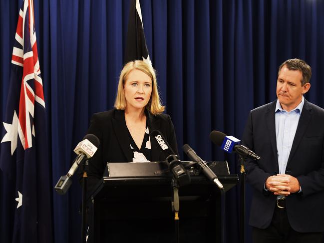 Treasurer Nicole Manison and Chief Minister Michael Gunner announced $50 million to support small businesses. Picture: Keri Megelus