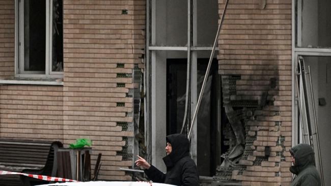 A view of the blast scene, which killed Igor Kirillov, and his assistant. Picture; AFP.