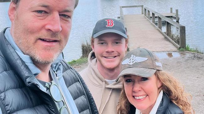 Lisa Ronson with husband Chris Taylor and son Ben Ronson in Daylesford. Picture: Instagram