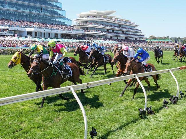 Knight's Choice ridden by Robbie Dolan wins the Lexus Melbourne Cup at Flemington Racecourse on November 05, 2024 in Flemington, Australia. (Photo by George Sal/Racing Photos via Getty Images)