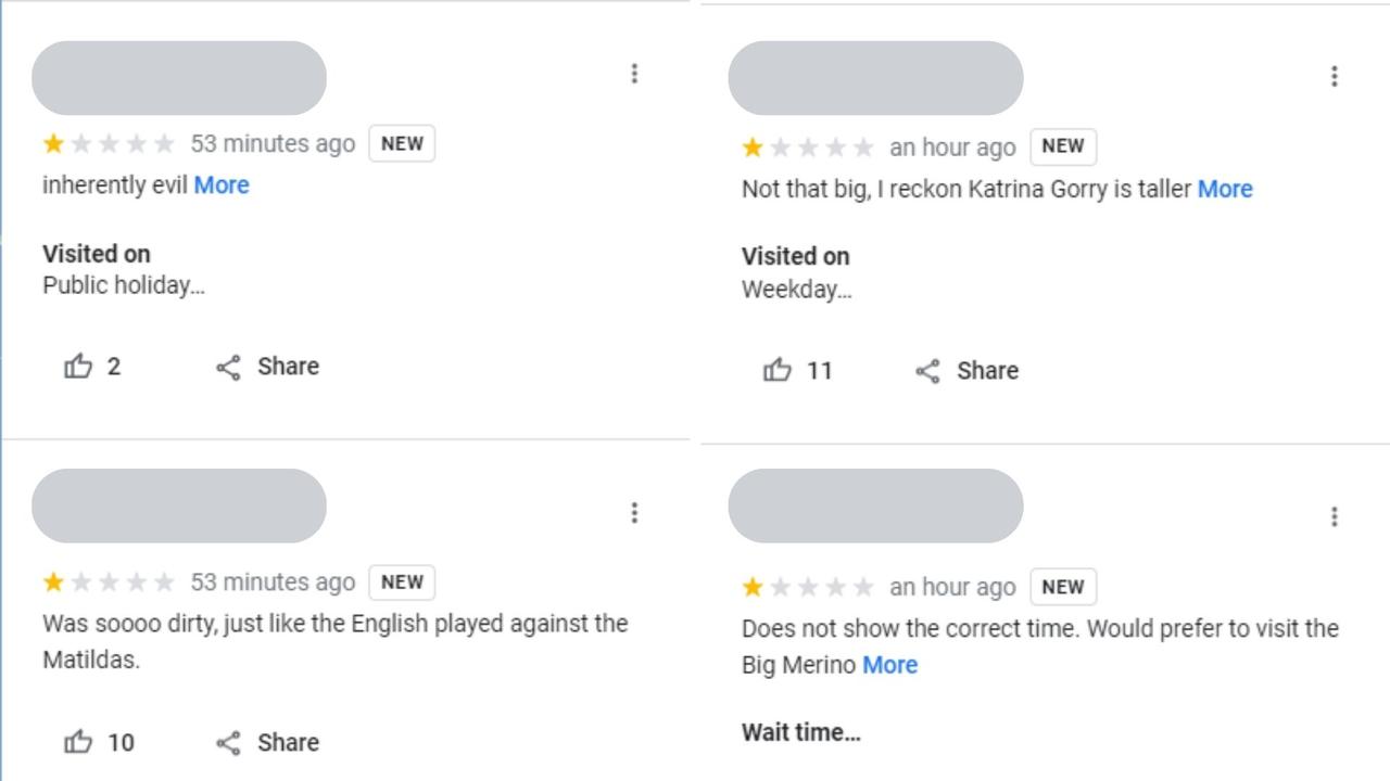 Some reviews referenced specific players or moments in the game. Picture: Google Maps