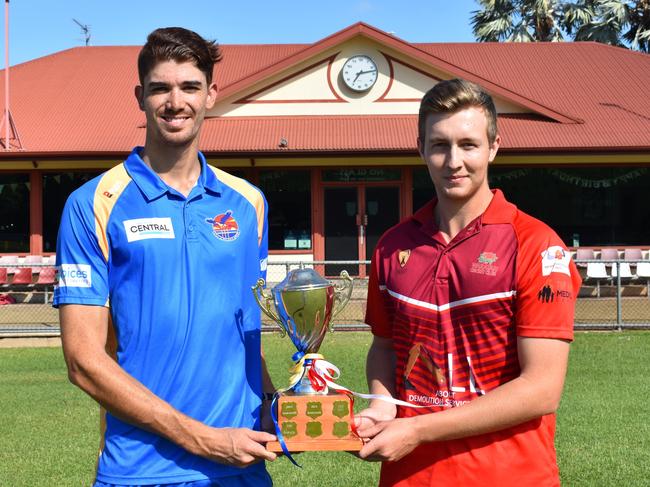 Anthony Adlam of Darwin and Austin Umpherston of Waratah ahead of the DDCC T20 final. Picture: Olivia Sherlock