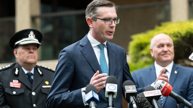 NSW Treasurer Dominic Perrottet and Emergency Services Minister David Elliott. Picture: NCA NewsWire / James Gourley