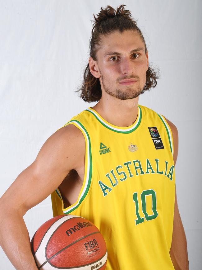 Matt Kenyon played for the Australian Boomers against the New Zealand Tall Blacks in early 2020. Picture: Basketball Australia