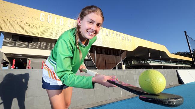 Camryn Mathison is a talented young hockey player that is the face of our 'best junior hockey players' yarn. 16-year-old Camryn is a possible future Hockeyroo. 3 November 2022 Labrador Picture by Richard Gosling