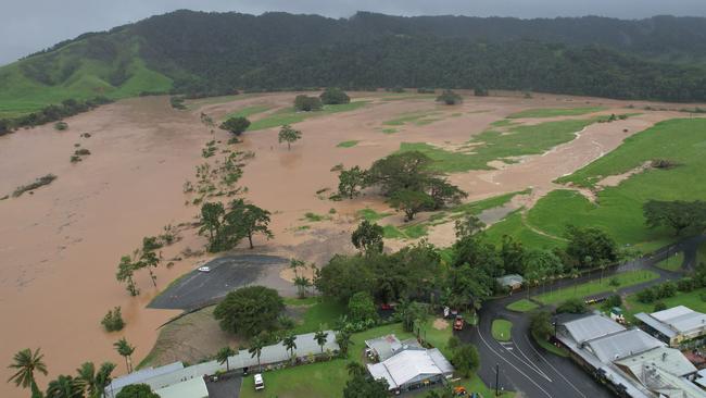 Drone footage captures the extent of flooding near Daintree Village. Picture: Vincent O'Flaherty