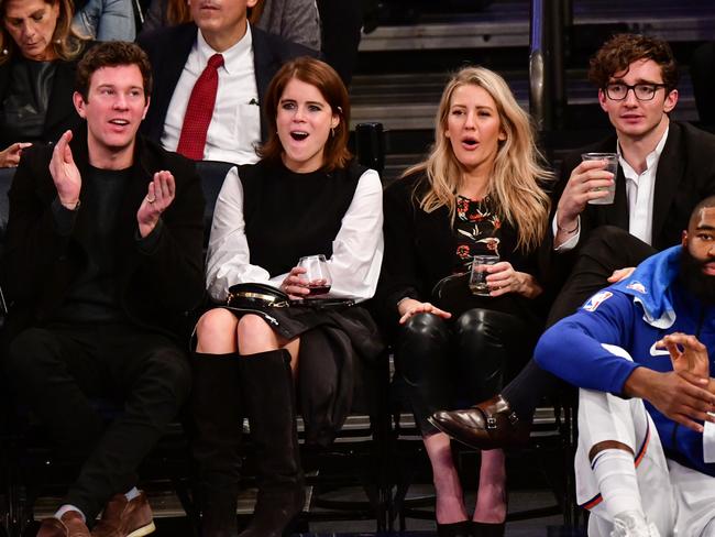 Princess Eugenie and Jack Brooksbank at the basketball at Madison Square Garden with Ellie Goulding and Caspar Jopling. Picture: James Devaney/Wire Image