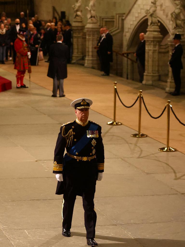 The Duke of York seen at a vigil for his mother, Her Majesty the Queen, on Friday night. Picture: Hannah Mckay – WPA Pool / Getty Images