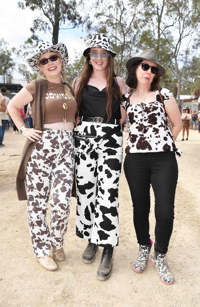 Chelsea Gillum, Kayla Wall and Donna Wall at Gympie Music Muster. Picture: Patrick Woods.