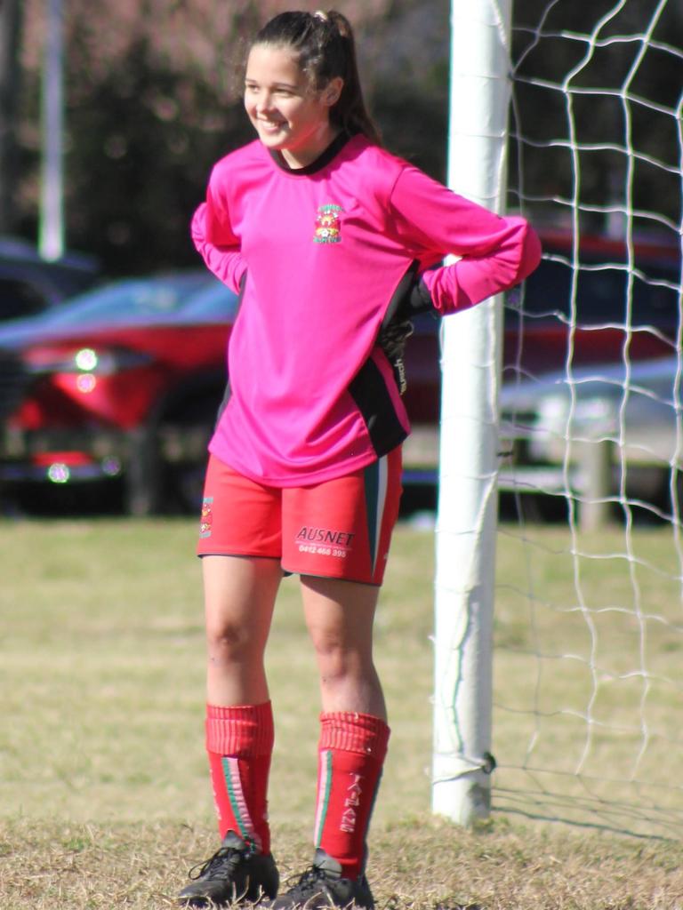 Standing in goal for her local soccer side, Gabby’s family said the photos “capture” her life.