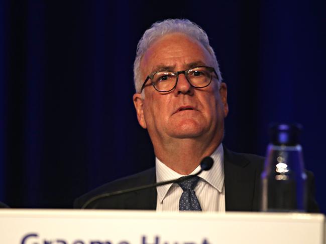 Chairman Graeme Hunt attending AGL Energy's annual general meeting held at the ICC in Sydney on the 19th of September 2019. AGL Energy's annual general meeting. Photographer: Adam Yip