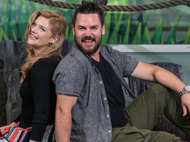 A team of make-up artists transform Lucy Durack and Ben Mingay into their green Shrek alter-egos every night. Picture: Flavio Brancaleone, AAP