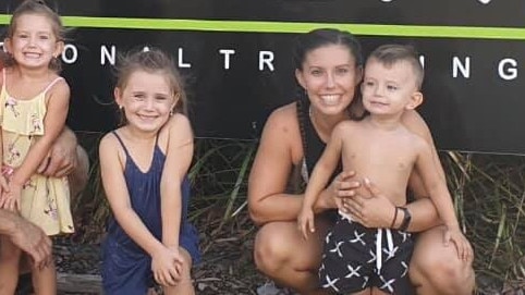 Hannah Baxter with her children Laianah, Aaliyah and Trey outside Integr8 gym. Photo: Facebook