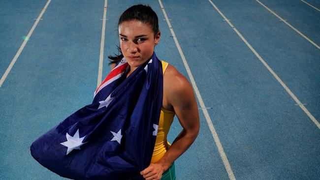 Michelle Jenneke in training with the Australian athletics team at IMG Academy in Bradenton in the USA in preparation for the Rio Olympics. Pics Adam Head