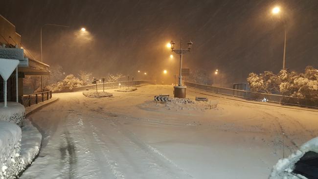 Katoomba became a winter wonderland overnight thanks to significant snowfalls. Picture: Top Notch Video