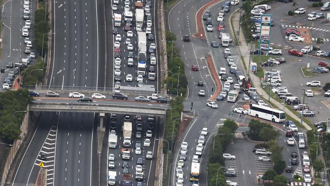 Traffic chaos on the M1 after an accident on the Nerang River bridge. Picture Glenn Hampson