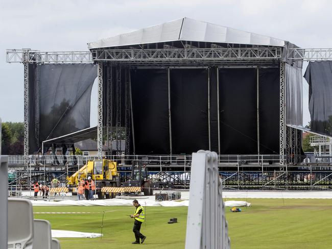 Preparations take place ahead of Ariana Grande's One Love Manchester concert. Picture: Danny Lawson