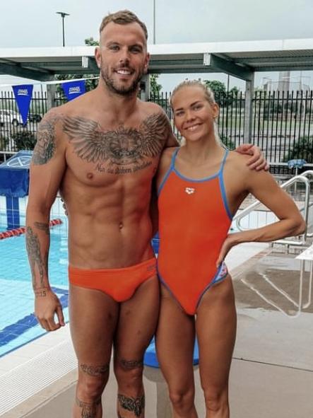 Kyle Chalmers and Norwegian swimmer Ingeborg Løyning in May 2024. Picture: Instagram/Supplied