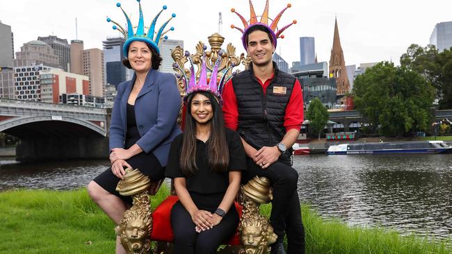 Monarchs left to right: Infectious Diseases Physician Professor Kirsty Buising, cleaner Pravini Fernando and Coles supermarket worker Drew Law. Picture: Ian Currie