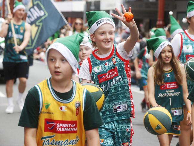Tasmania JackJumpers float. Hobart Christmas Pageant 2024. Picture: Nikki Davis-Jones