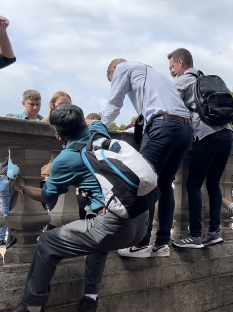 Their solution was to climb it. Picture: Chantelle Francis