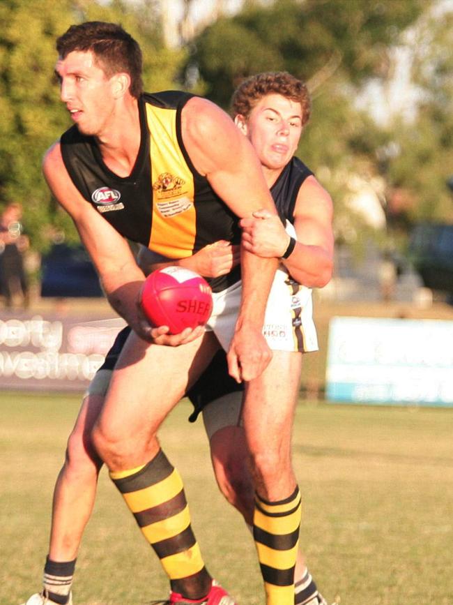 Dayne Zorko makes a tackle in 2008.