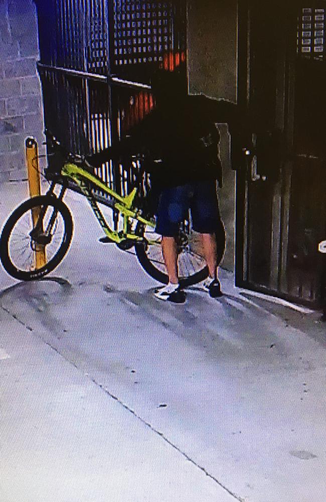 Thief steals a bike from an apartment storage unit. Pic: Supplied