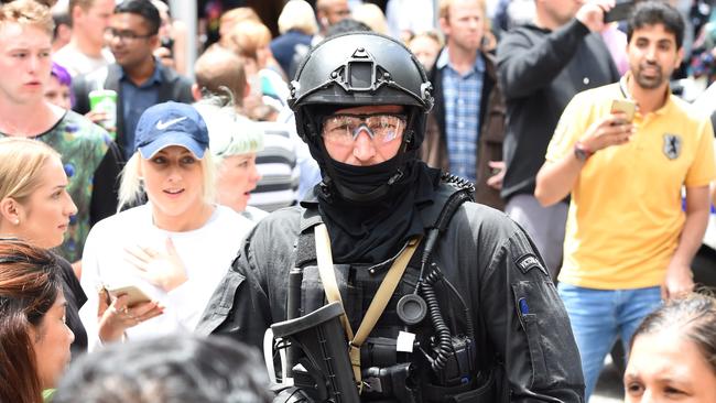 \SOG members arrived after the latest Bourke Street incident last month. Picture: Lawrence Pinder