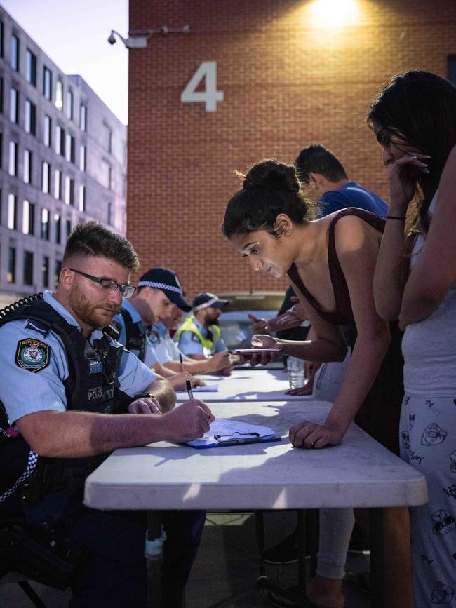 Police check concerned residents.