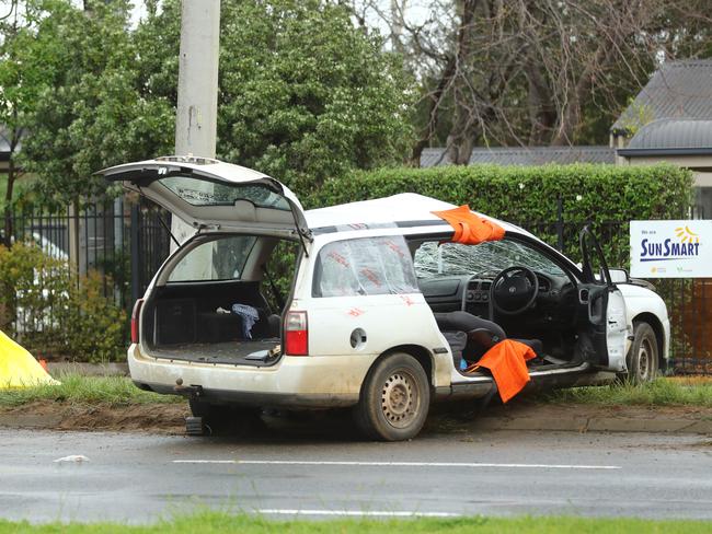 An accident at the corner of Surfcoast Highway and Essington St Grovedale. Picture: Alison Wynd