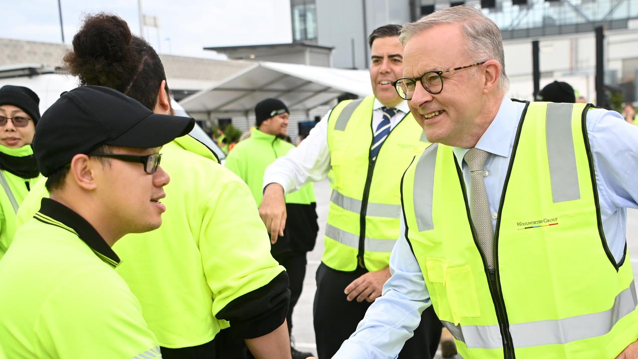 Labor Leader Anthony Albanese attends the official opening of a new distribution centre in Heathwood. Picture: NCA NewsWire / Dan Peled