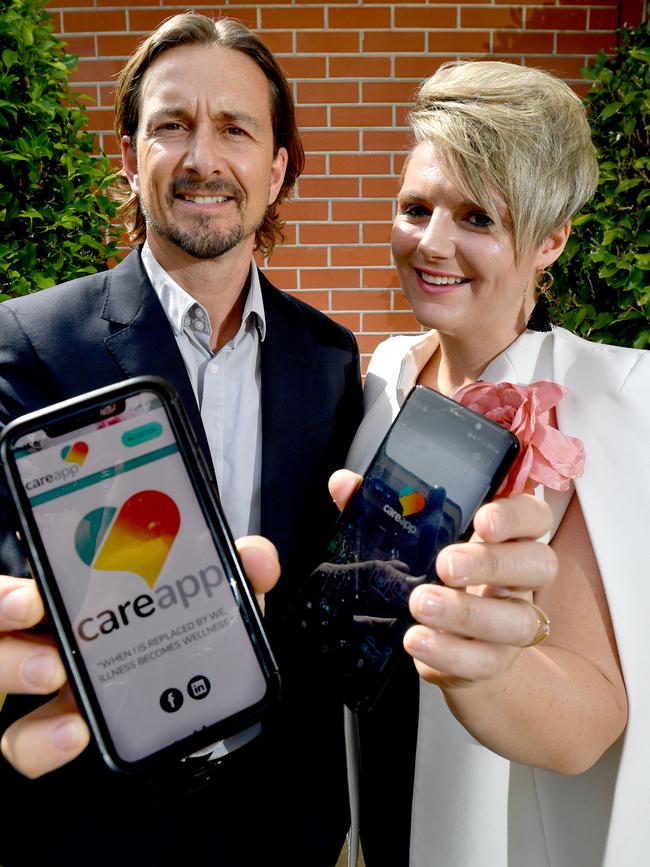 Southern Angels member Nick Heywood-Smith with CareApp founder Allison Nikula, who secured $500,000 in funding for her platform. (AAP Image/Sam Wundke)