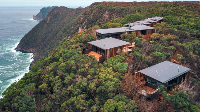 Cape Pillar Lodge on the Three Capes Walk. Picture: Tasmania Walking Company