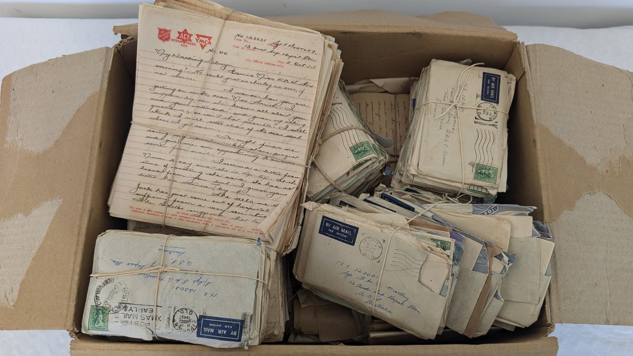 Lynne Smith's parents Frederick Henry Arthur Mortley and Elwyn Betty Mortley wrote love letters to each other during WWII. They have only recently been discovered in a home at Balgowlah Heights. Picture: supplied