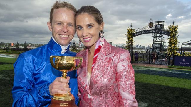 Kerrin McEvoy and his wife Cathy at the Melbourne Cup. Picture: Jay Town