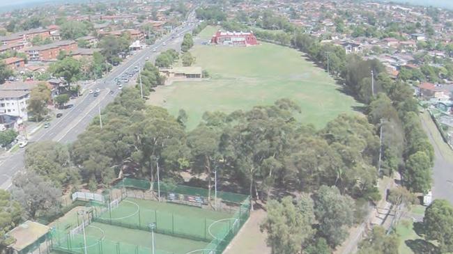 An aerial view of Parry Park in Lakemba.