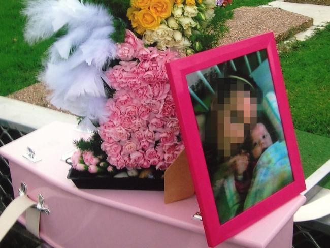 Baby Ebony’s coffin, with a photograph of her mother / Picture: Supplied